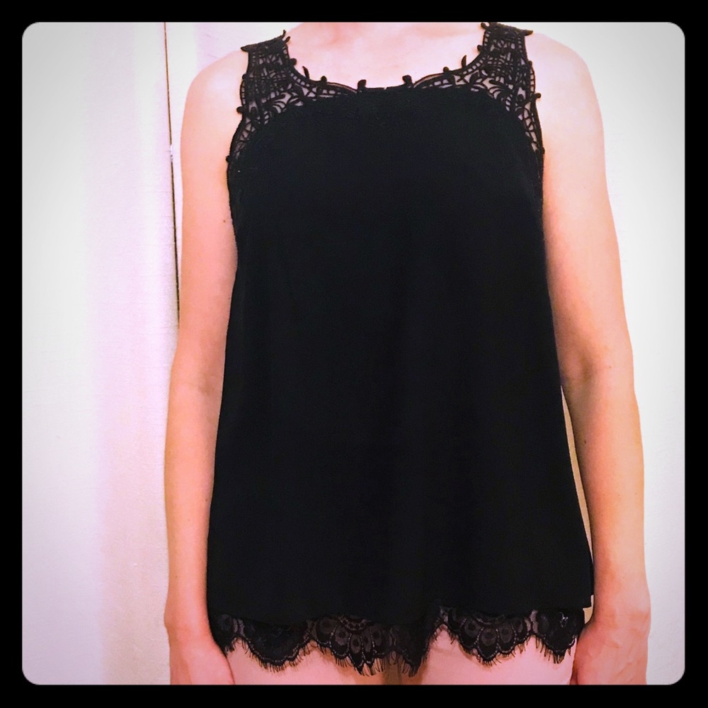 Black Lace Tank Blouse
